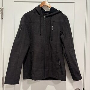 BKE Men's Charcoal Heather Soft Shell‎ Hooded Jacket Full Zip Outerwear Large